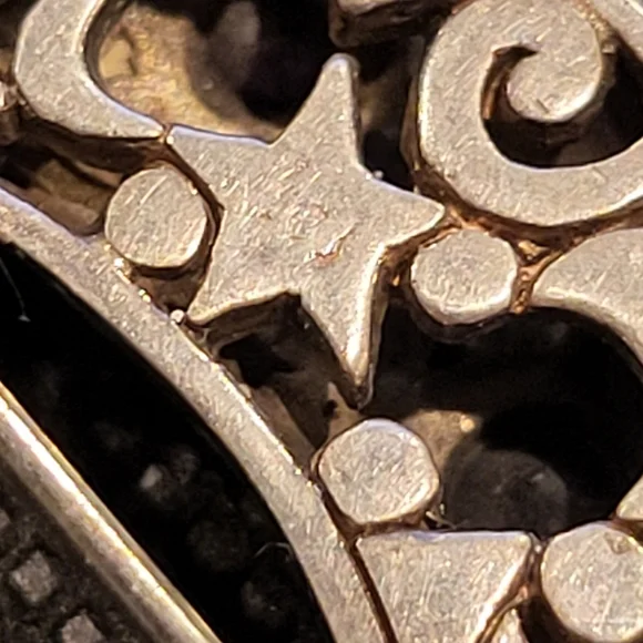 Crescent Moon & Stars Birthstone Sterling Silver Brooch - Picture 10 of 13